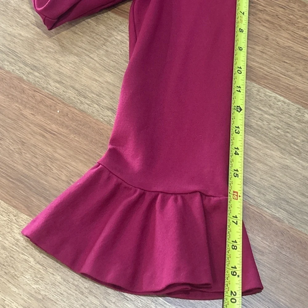 Kate Spade Colorblock Bell Sleeve Ponte Dress Cranberry Burgundy Size M